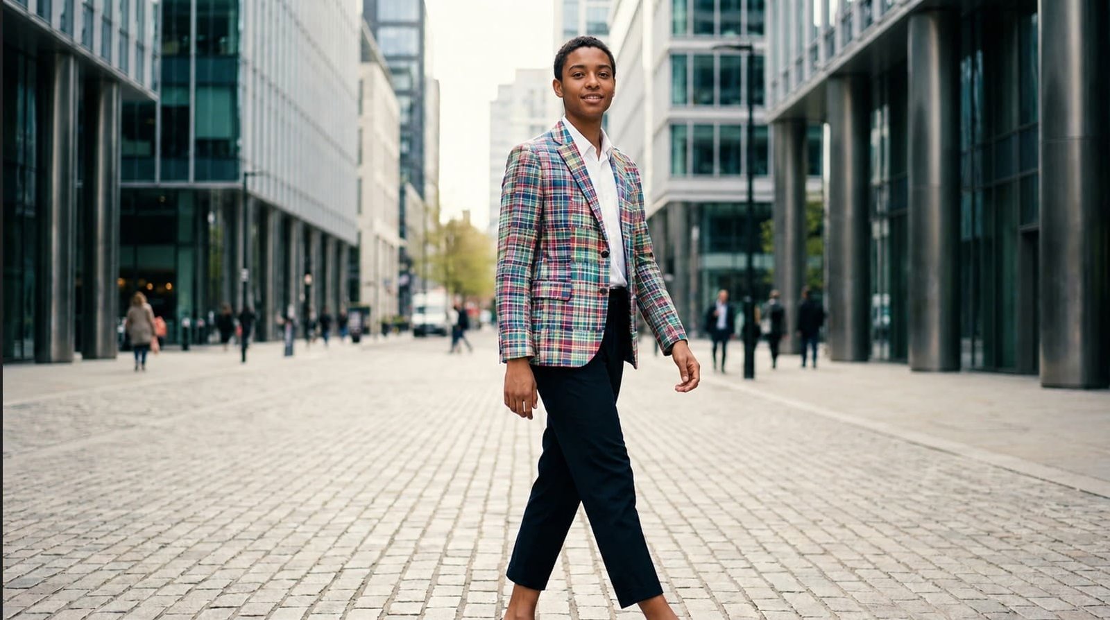 Homme élégant avec une veste de tailleur en madras