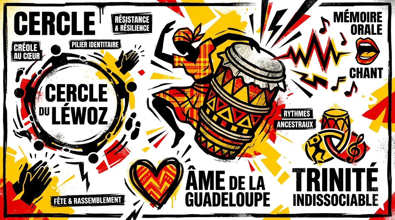 Rassemblement traditionnel de Gwo Ka autour du tambour en Guadeloupe
