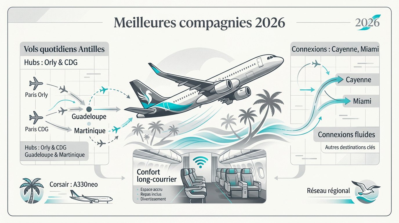 Avion de ligne survolant les eaux turquoise des Antilles