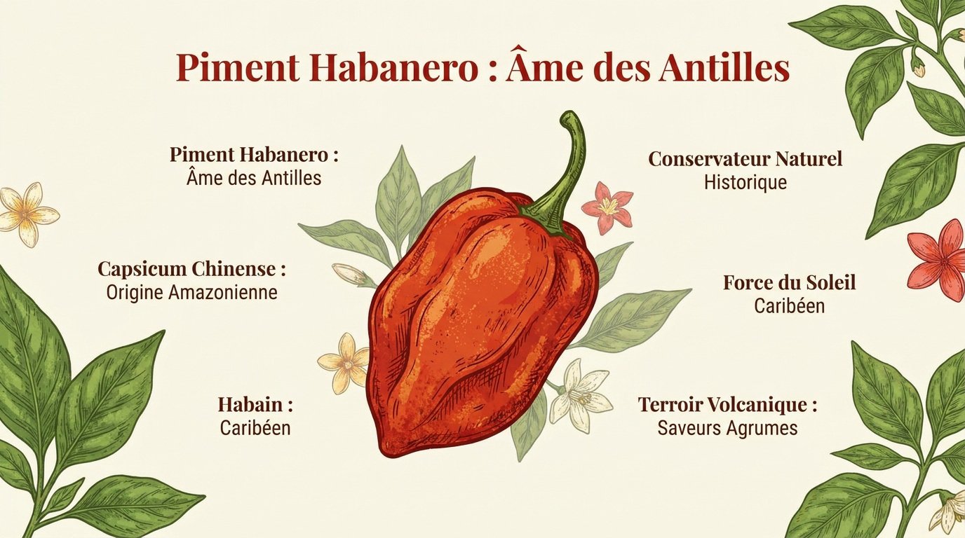 Piment Habanero frais typique de la gastronomie antillaise