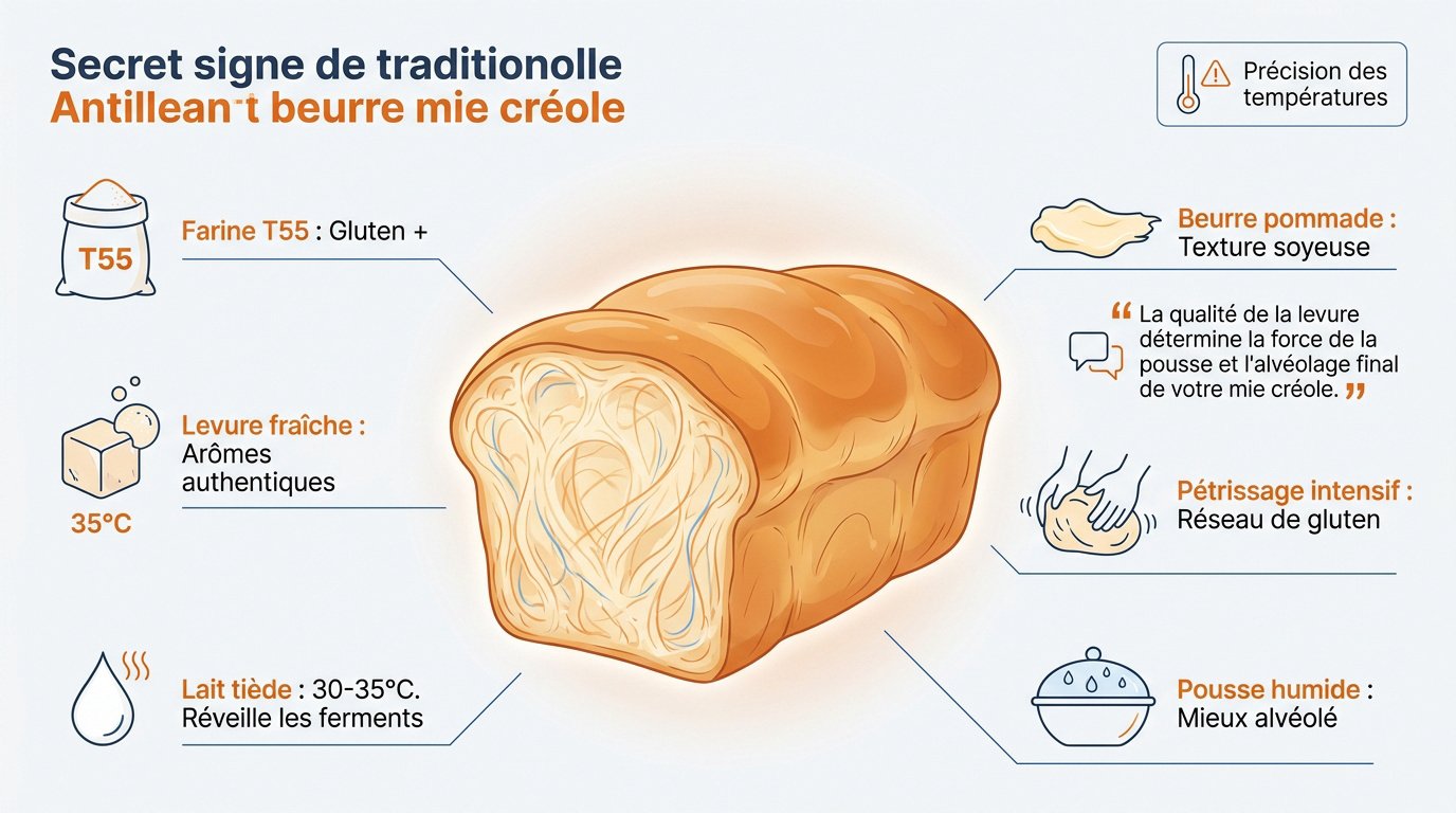Préparation de la pâte du pain au beurre antillais avec levure fraîche